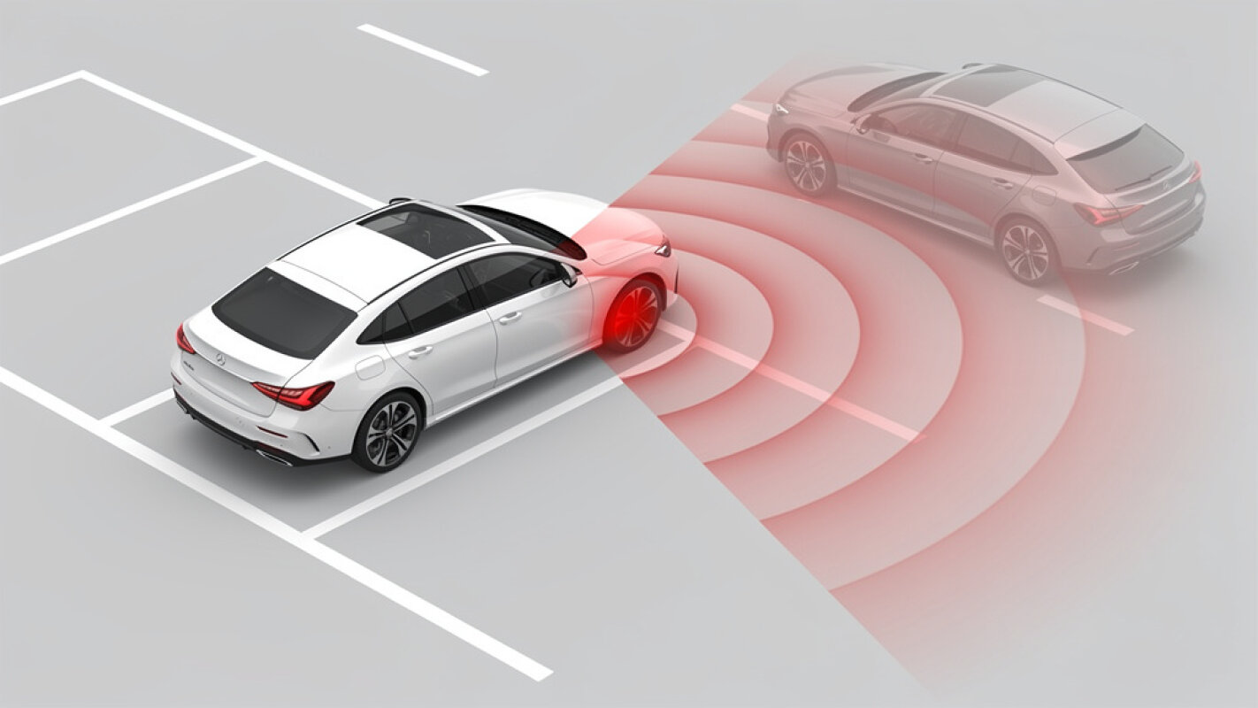 System asystenta wyjazdu z parkingu RCTA wykrywający pojazd.