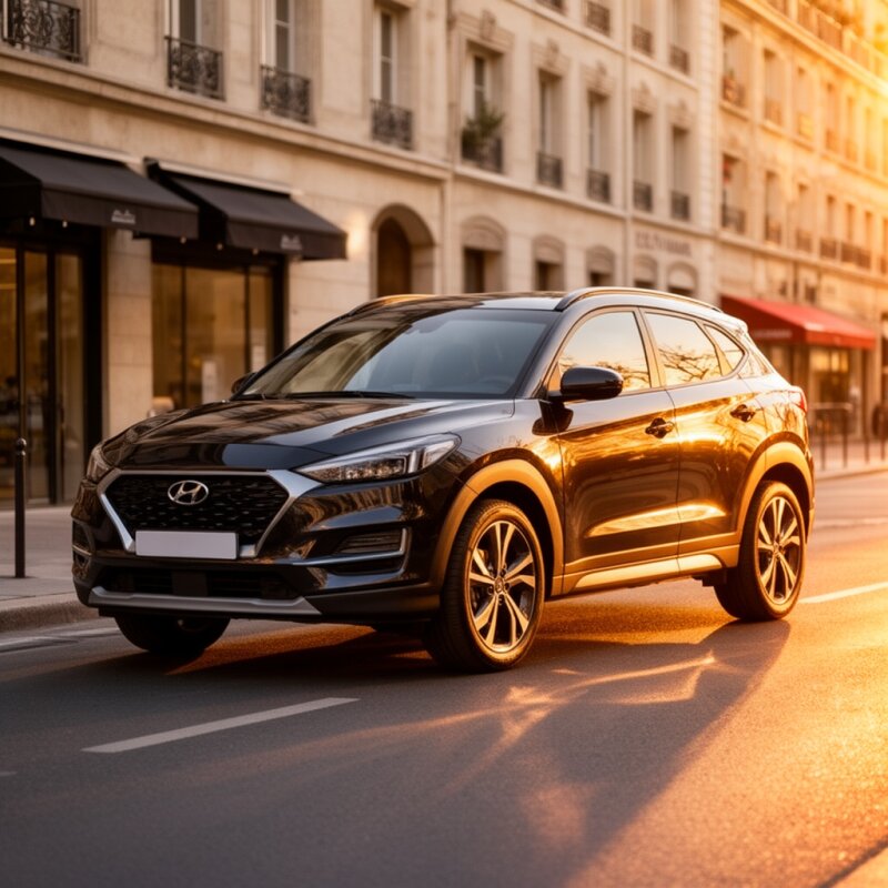 Używany SUV klasy premium zaparkowany na ulicy w mieście