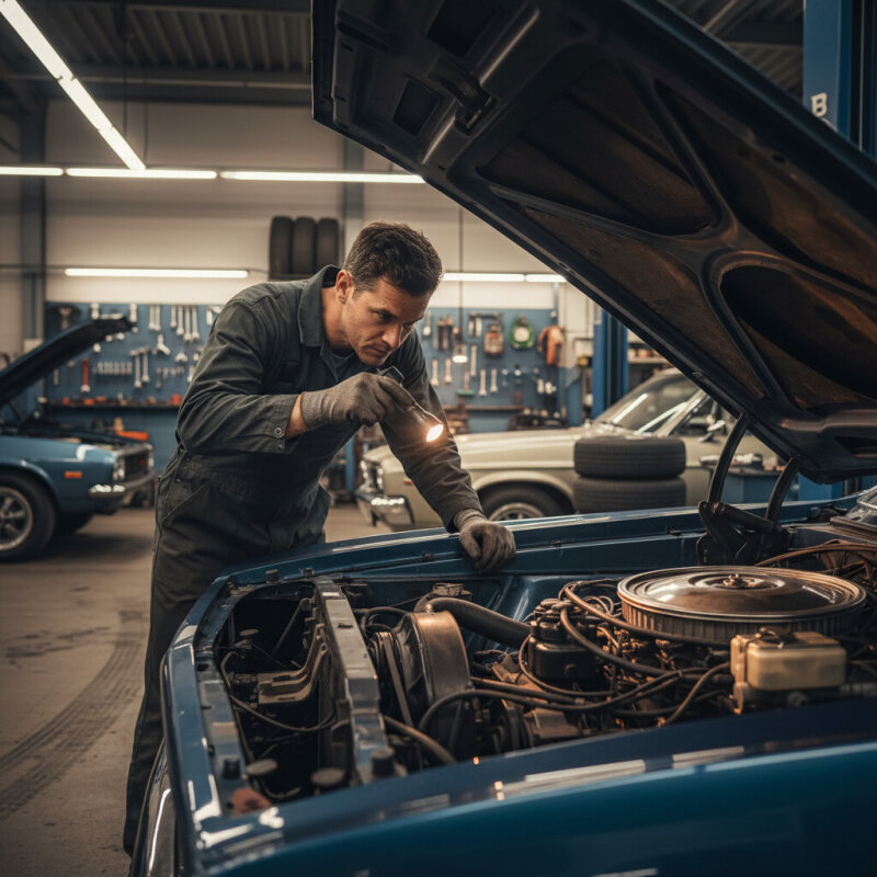Tester elektroniczny sprawdzający płyn hamulcowy w zbiorniczku.