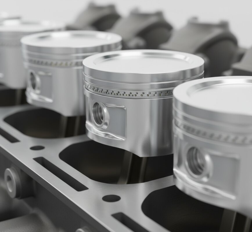 Zbliżenie na nowe, czyste części wnętrza silnika samochodowego.