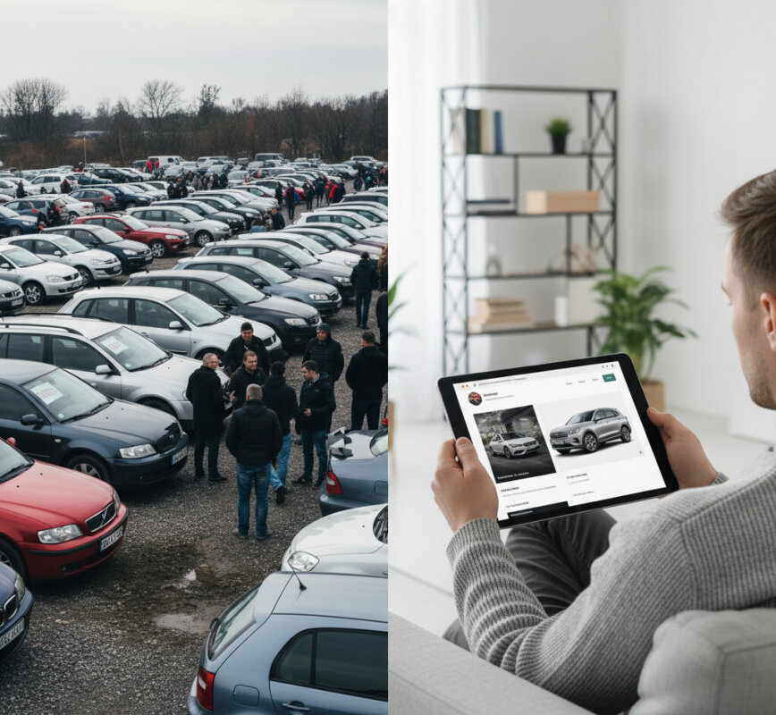 Porównanie giełdy samochodowej i kupowania auta online.