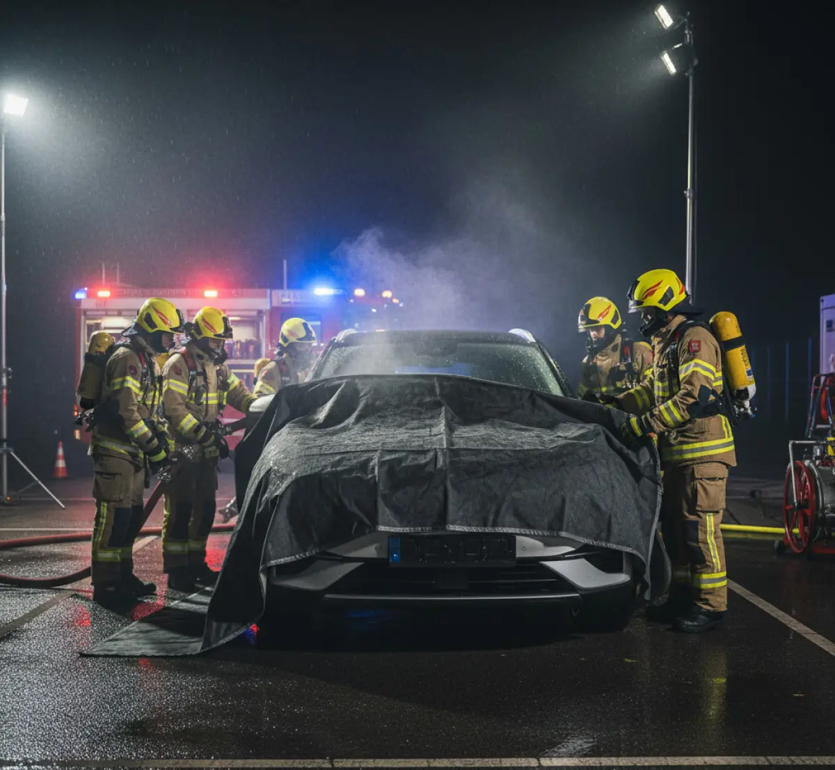 Jak gasi się pożar samochodu elektrycznego? Poznaj fakty i mity