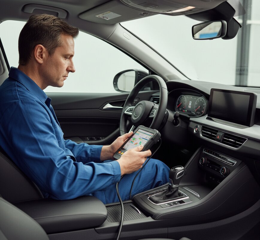 Diagnostyka stanu zużycia baterii SOH w samochodzie elektrycznym.