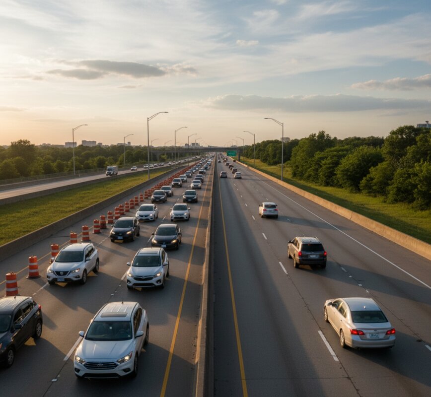 Prawidłowe wykonywanie manewru jazdy na suwak w korku drogowym.