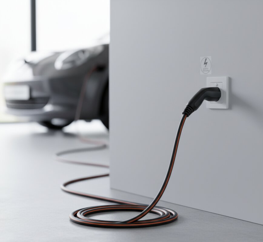 Ładowanie samochodu elektrycznego z domowego gniazdka 230V.