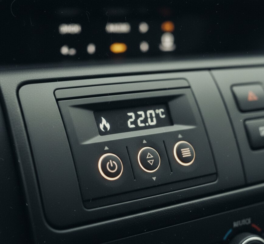 Panel sterowania ogrzewania postojowego Webasto z wyświetloną temperaturą 22.0°C.