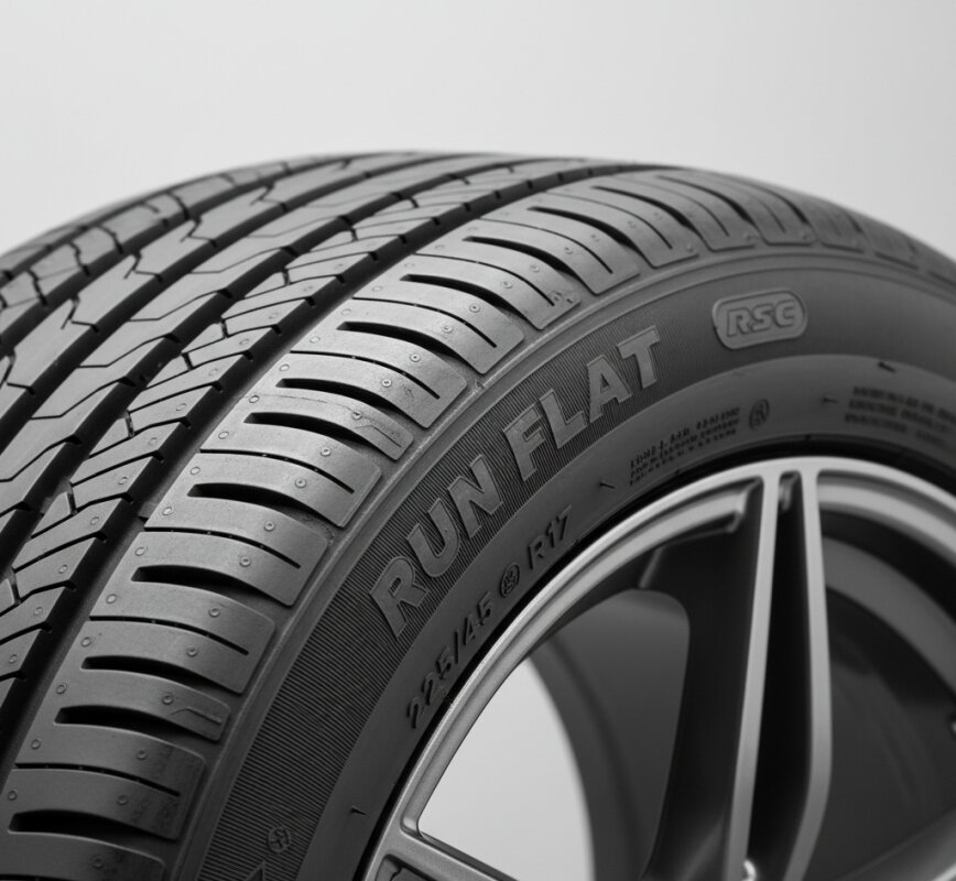 Opona typu Run Flat z widocznym oznaczeniem wzmocnionej konstrukcji.