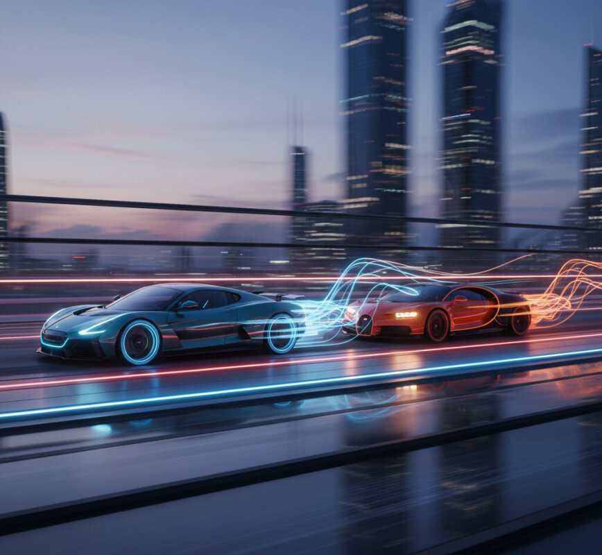 Najszybsze hiperauta świata Bugatti i Rimac na torze.