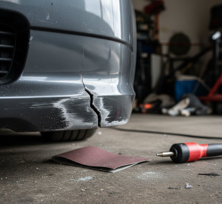 Samodzielna naprawa i spawanie pękniętego zderzaka z plastiku.