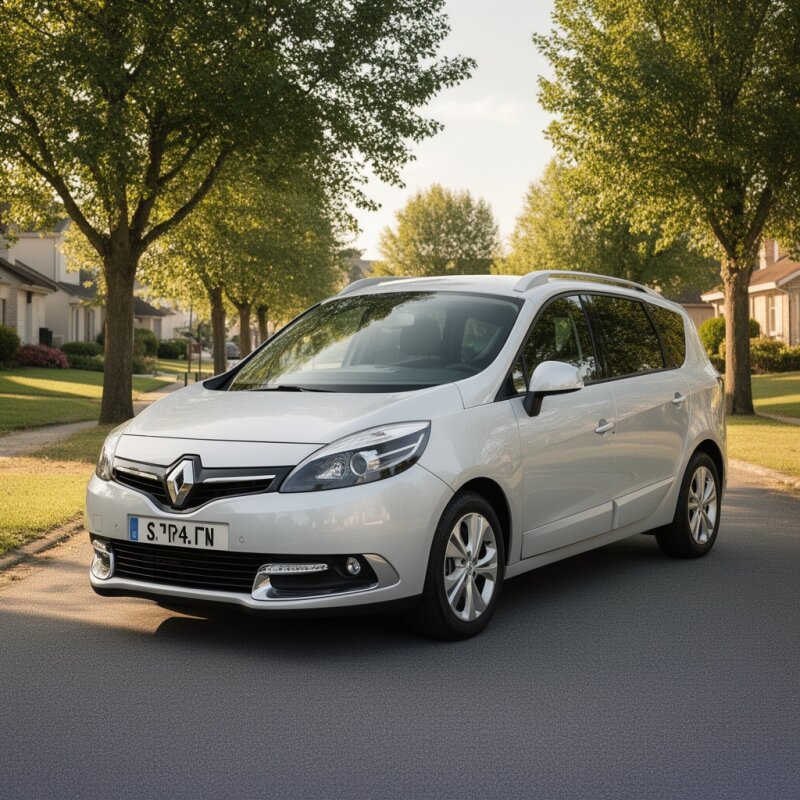 Używany minivan Renault Scenic zaparkowany na ulicy